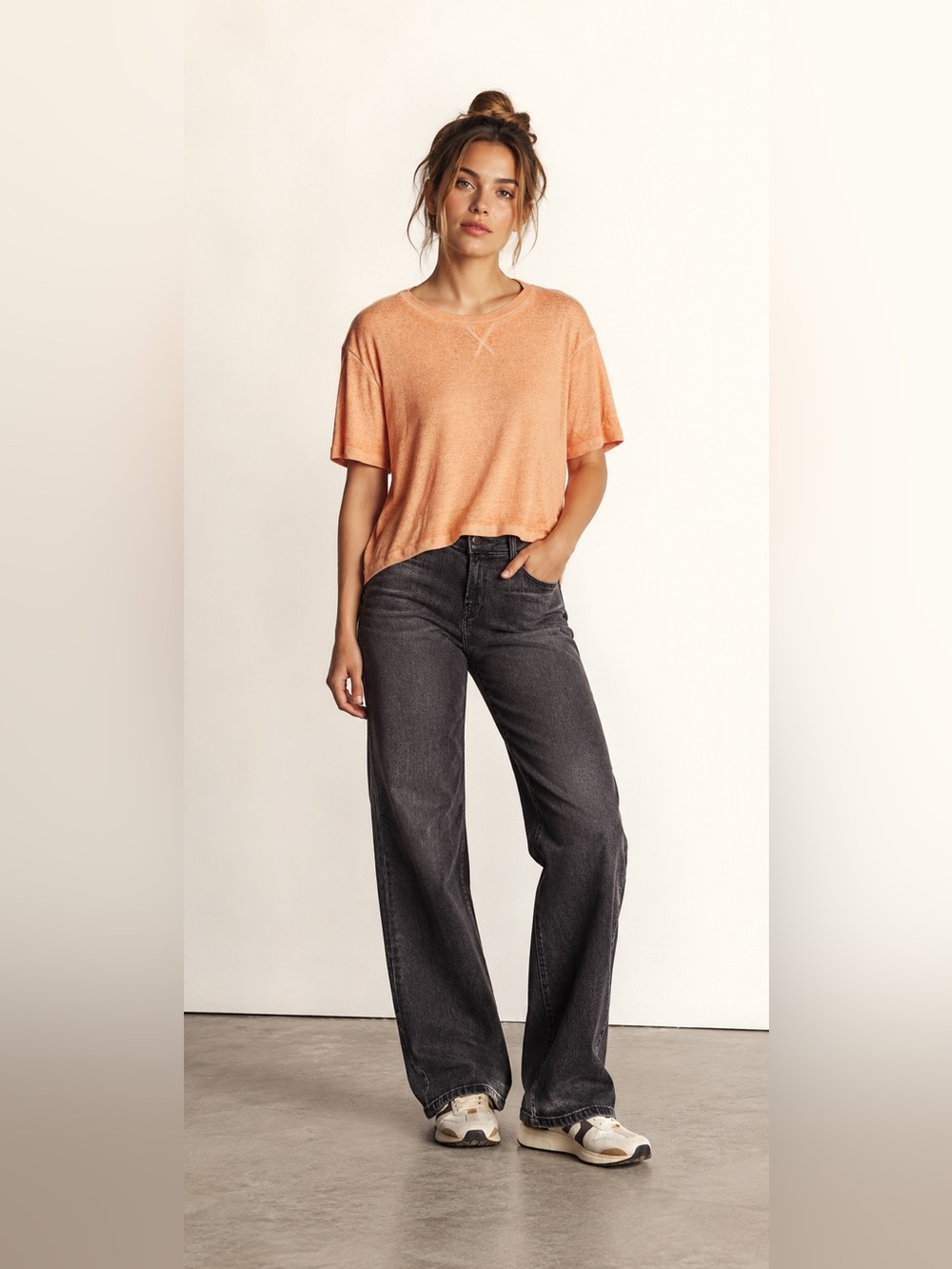🧡 Abound Burnout Knit Hi-Lo Tee XXS NWT